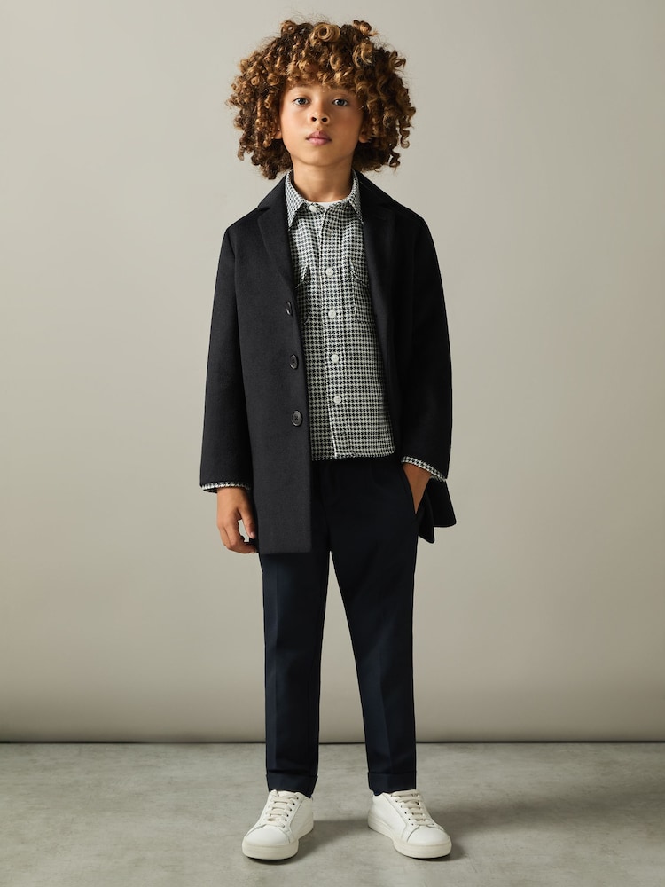 reiss 3-9 yrs Single Breasted Overcoat in Navy