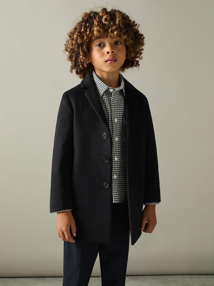 reiss 9-13 yrs Single Breasted Overcoat in Navy