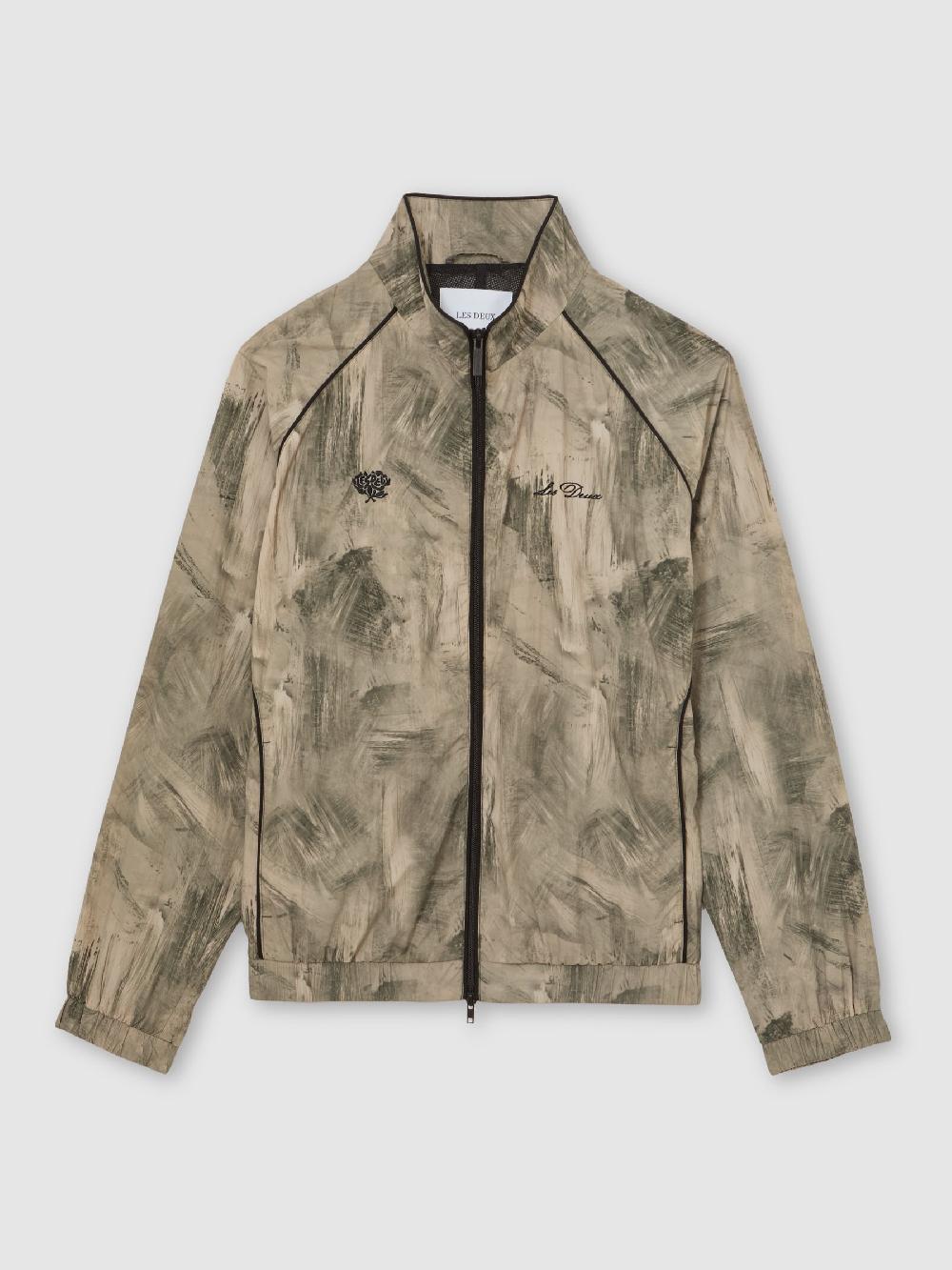 Reiss Abstract-Print Track Jacket In Dark Sand