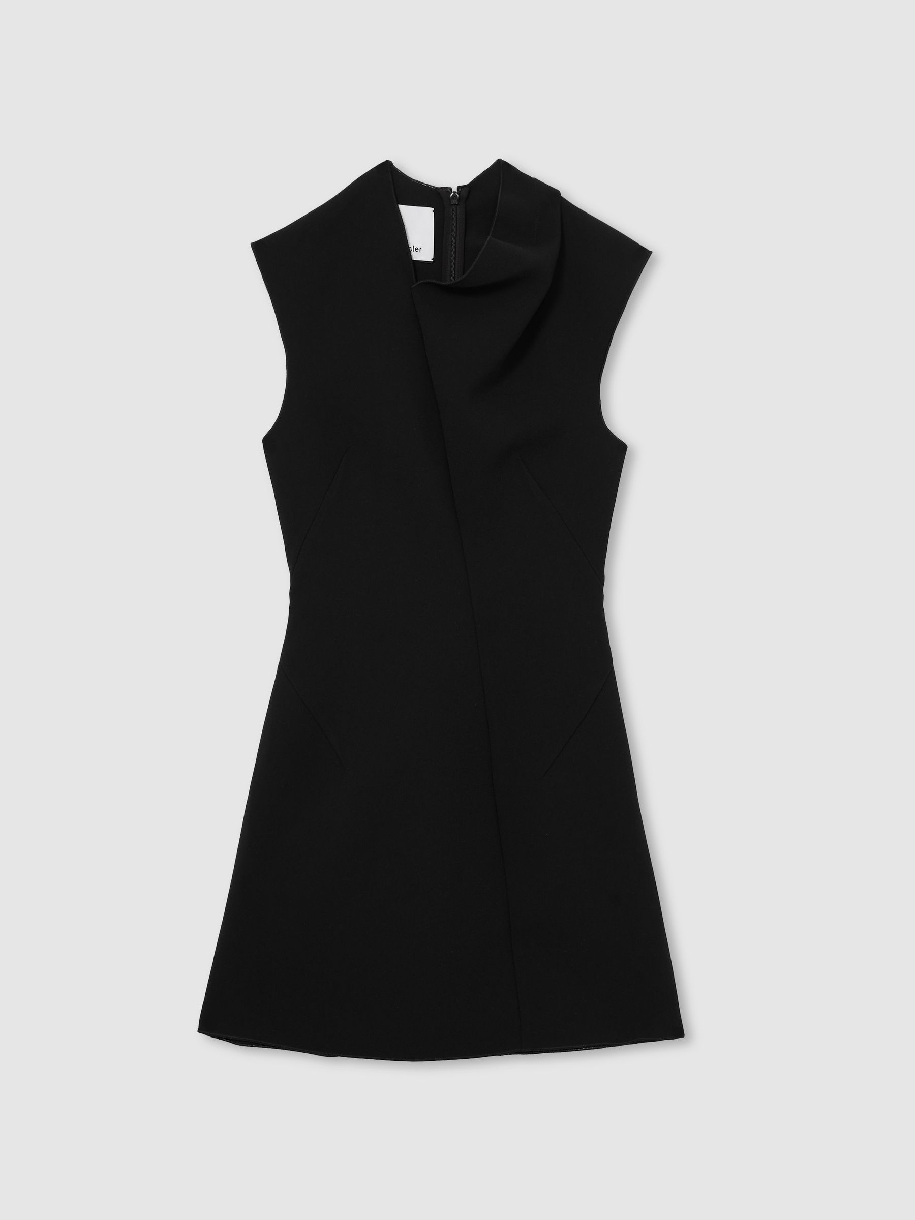 Reiss Acler Crepe Draped-Neck Mini Dress In Black