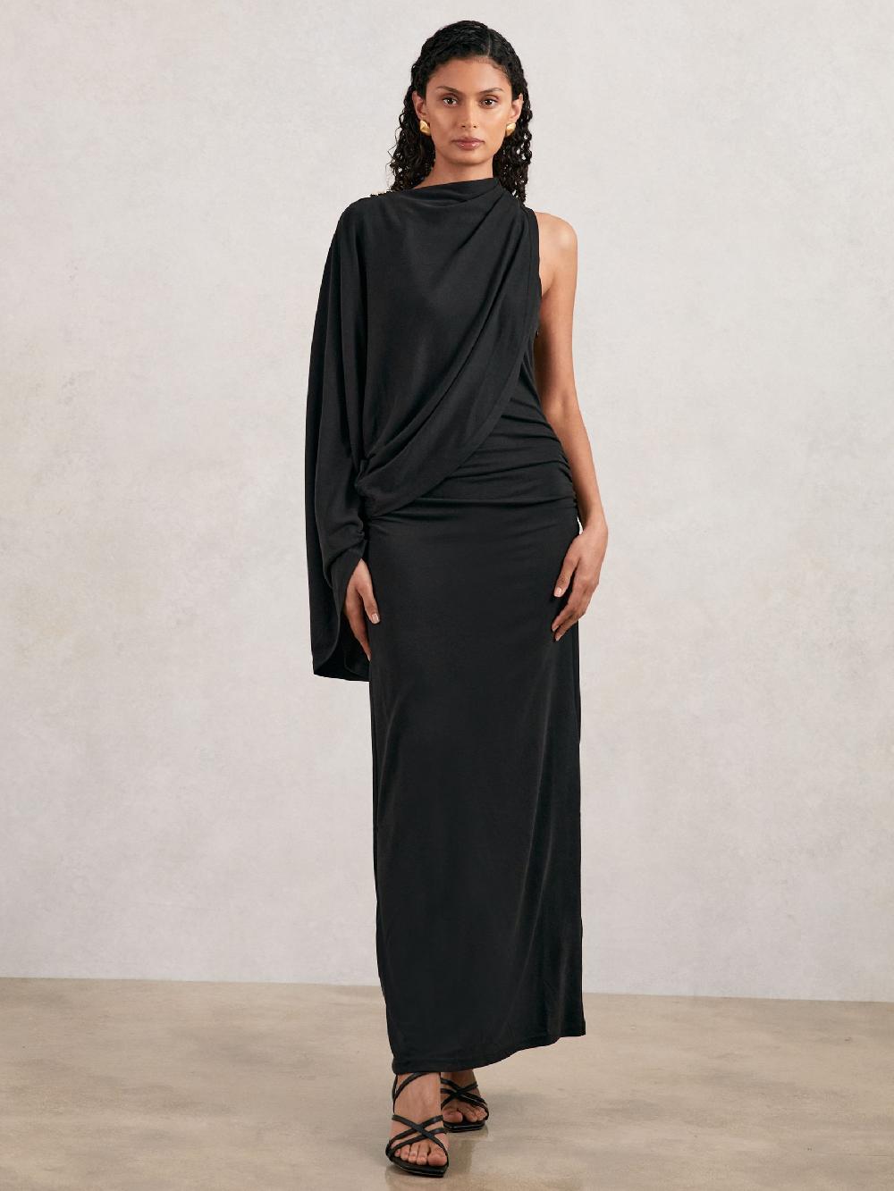 Reiss Acler Jersey Draped Midi Dress In Black