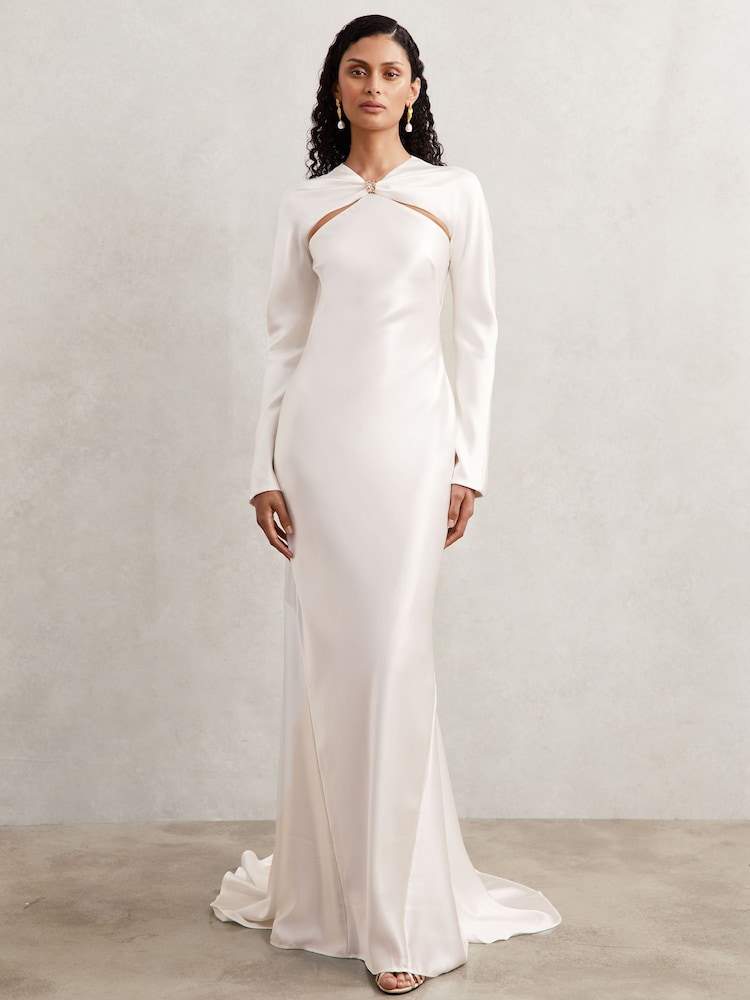 reiss Acler Satin Cut-Out Gown in Ivory