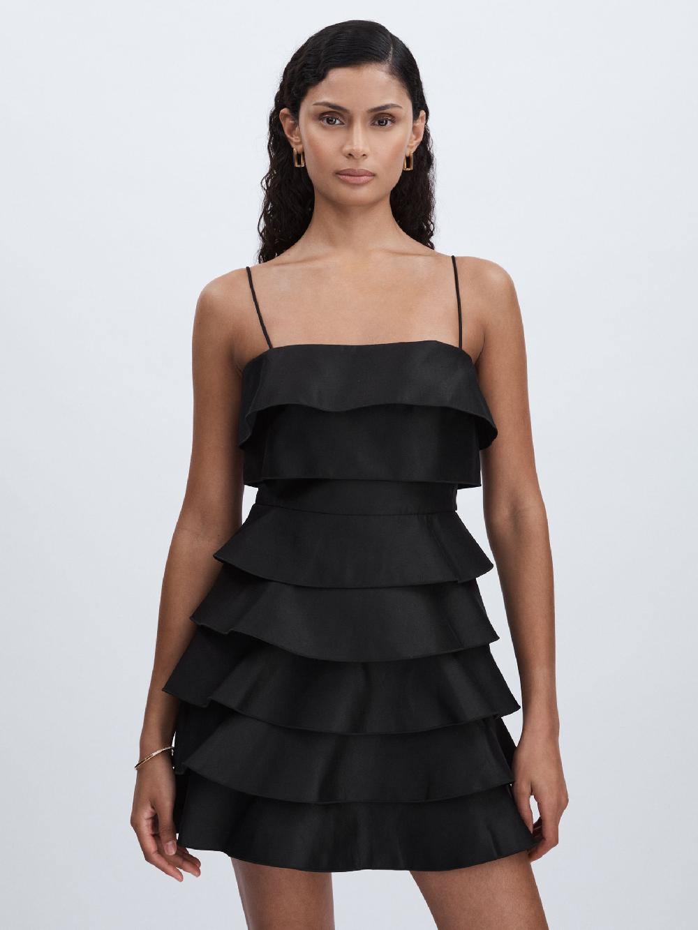 Reiss Acler Tiered Frill Mini Dress In Black