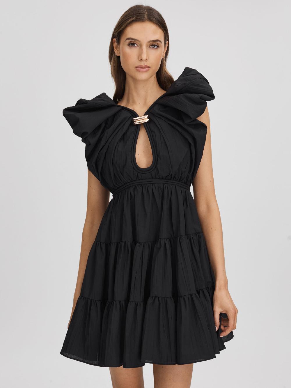 Reiss Acler Tiered Midi Dress In Black