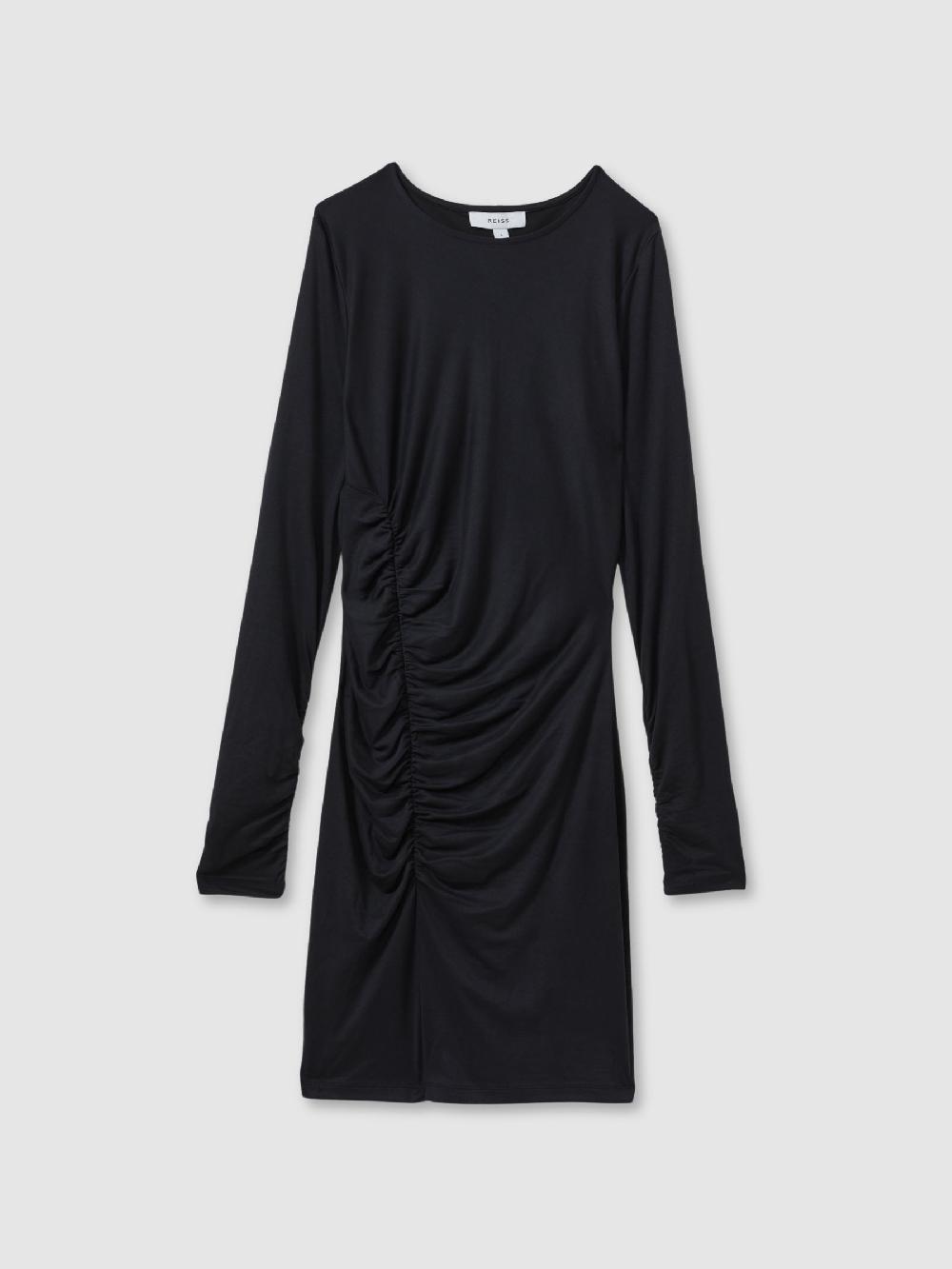 Reiss Allie Charcoal Ruched Jersey Mini Dress