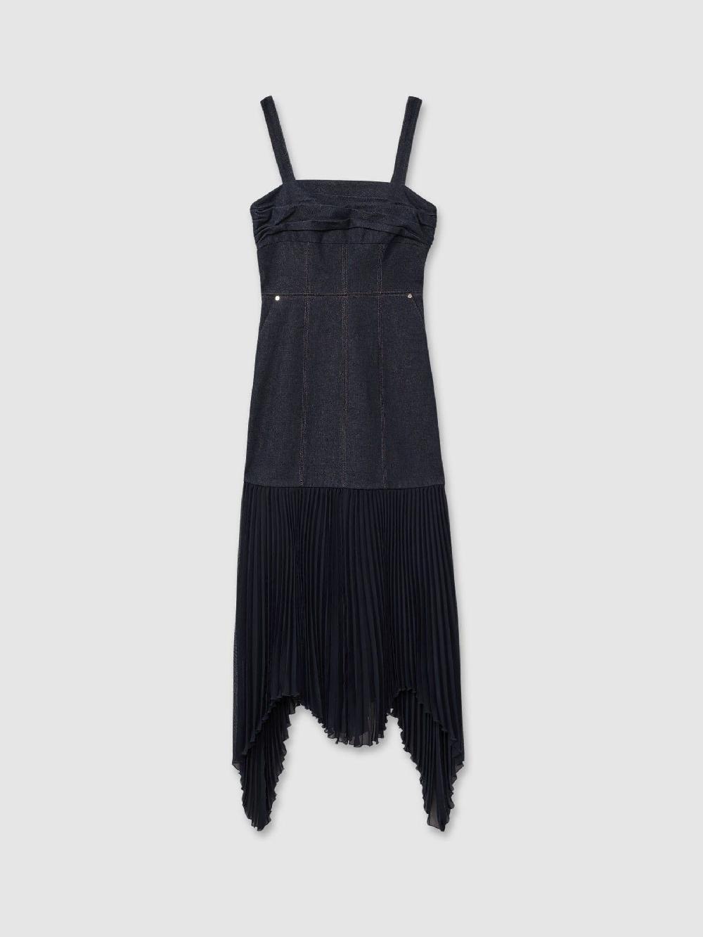 Reiss Amur Hybrid Denim Maxi Dress In Indigo