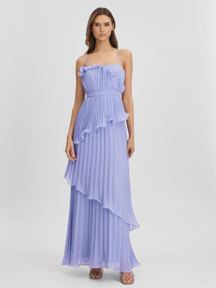 reiss Amur Ruffle Maxi Dress in Lilac