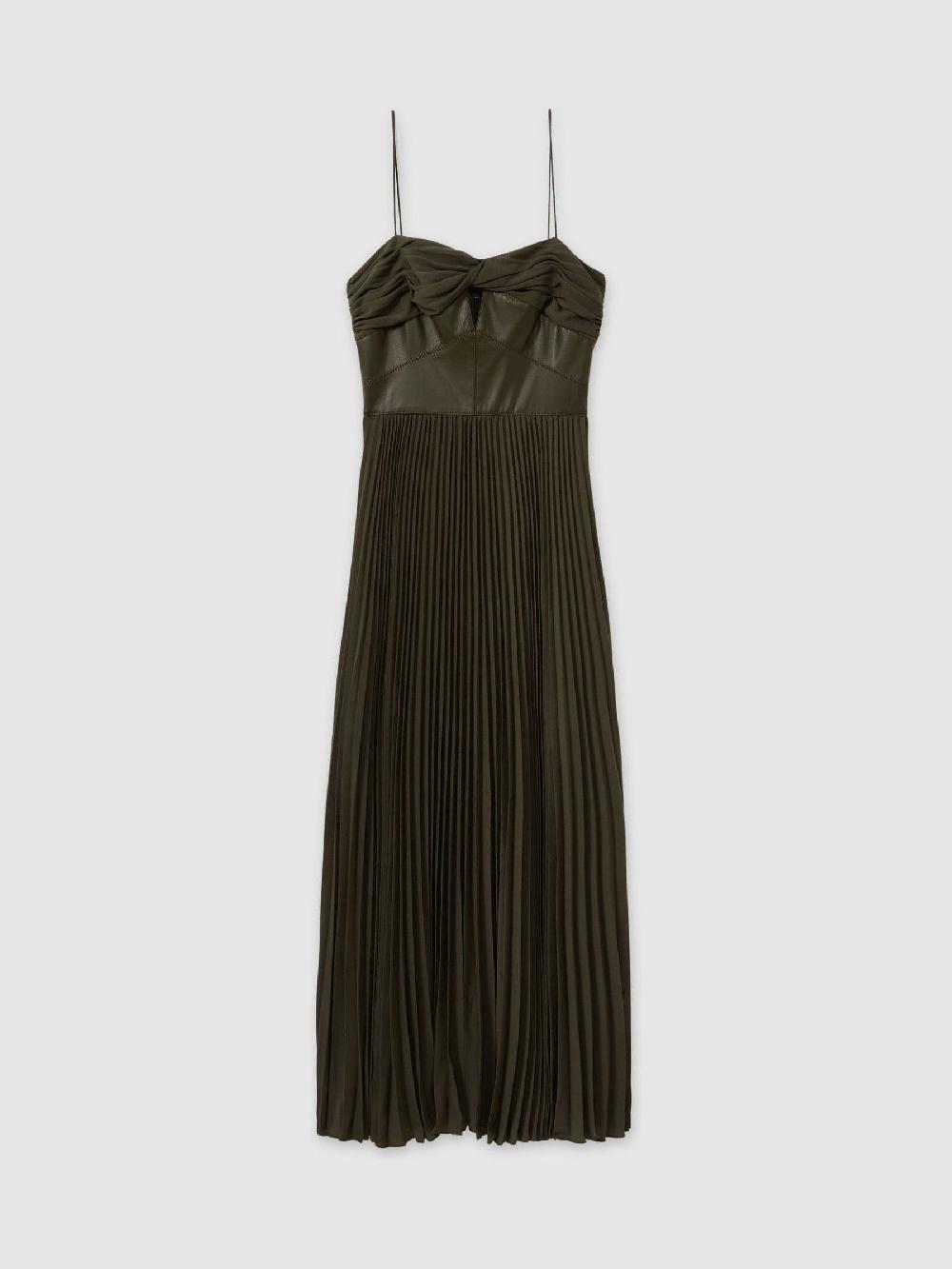 Reiss Amur Twist Pleated Maxi Dress In Olive