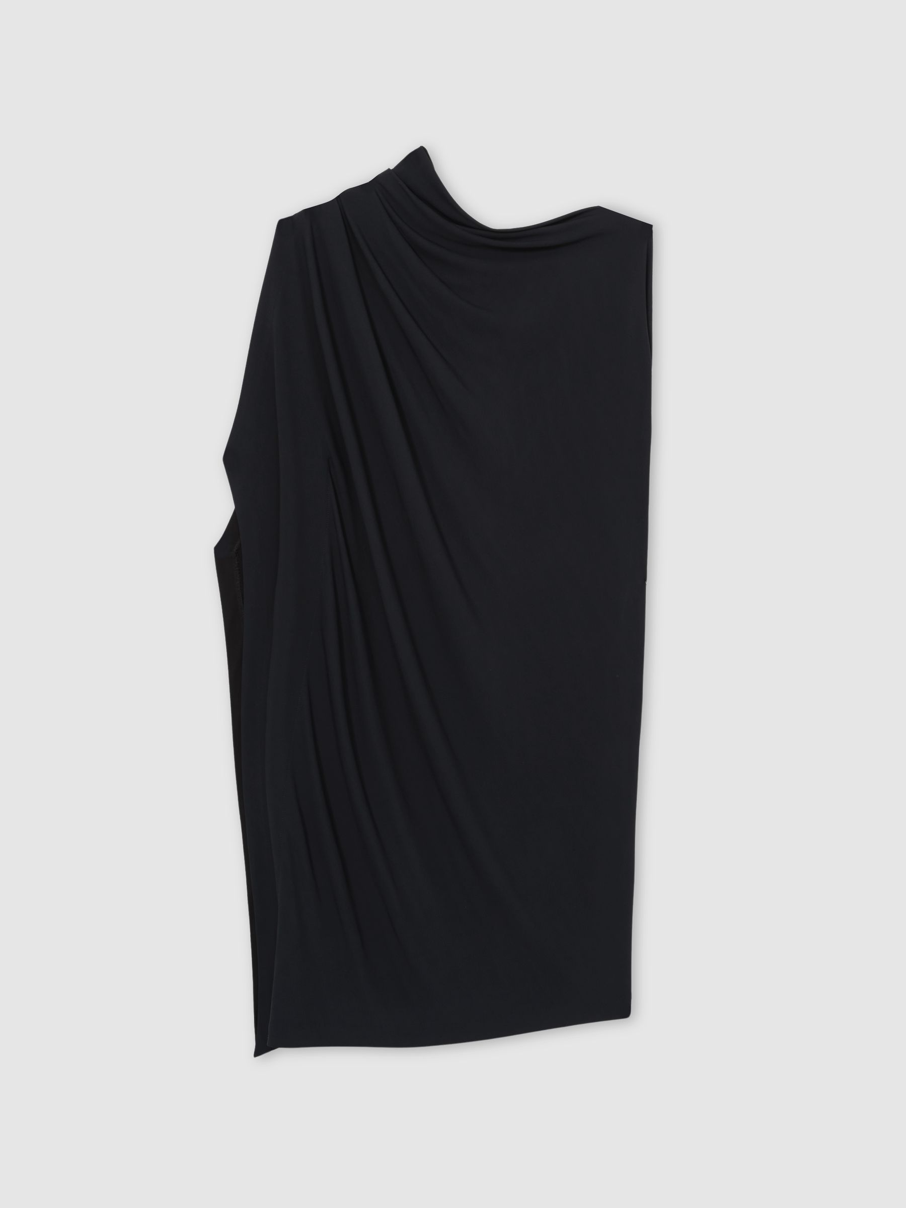 Reiss Asymmetric Draped Jersey Dress In Navy/Black