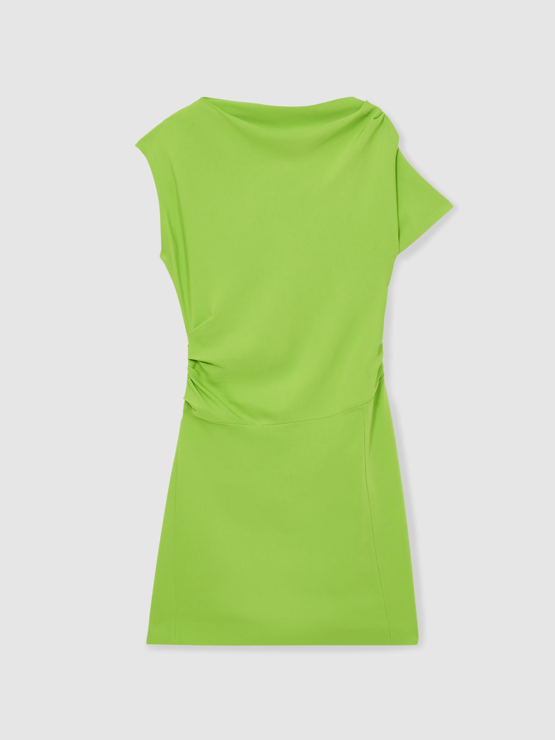 Reiss Asymmetric Ruched Mini Dress In Green