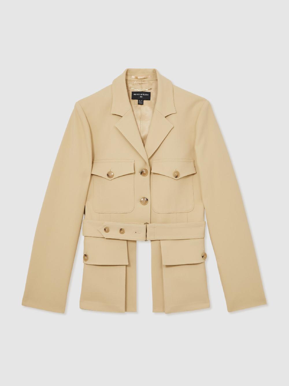 Reiss Atelier Belted Utility Jacket In Neutral