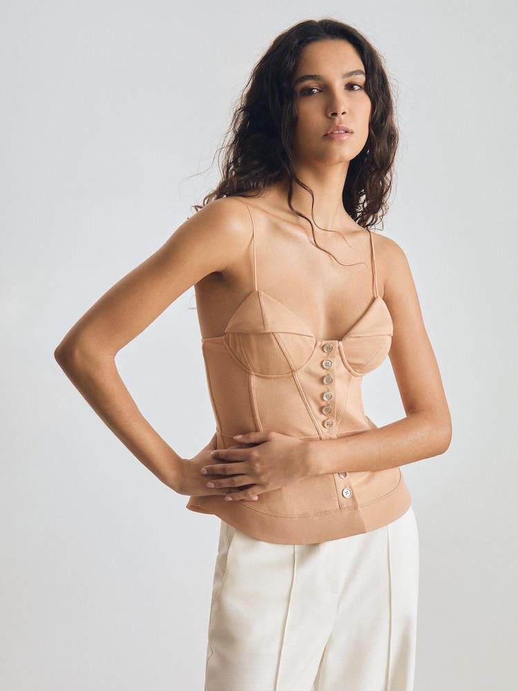 reiss Atelier Corset Top in Neutral