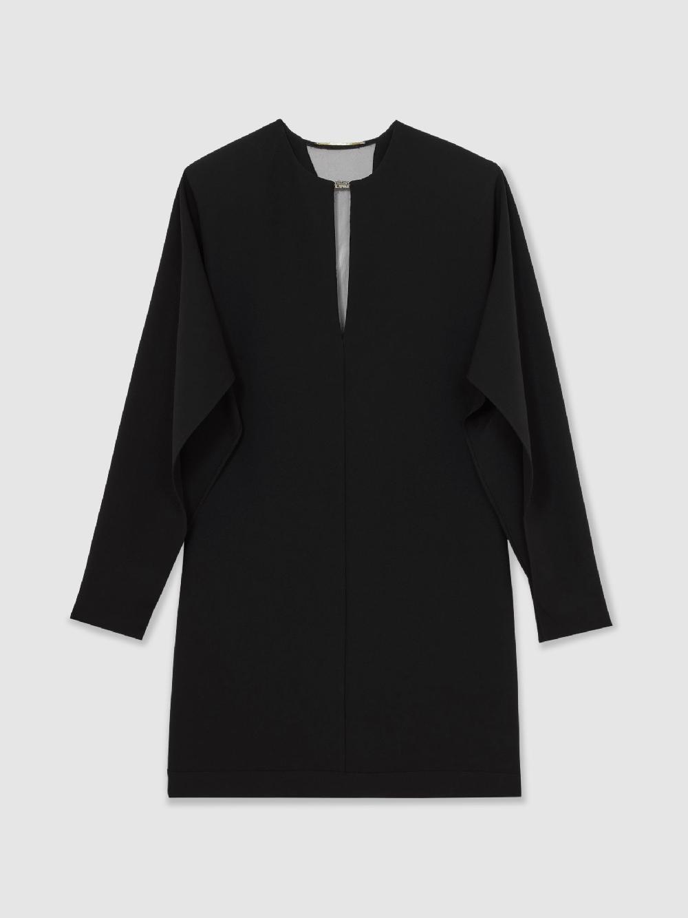 Reiss Atelier Crepe Sheer-Back Mini Dress In Black