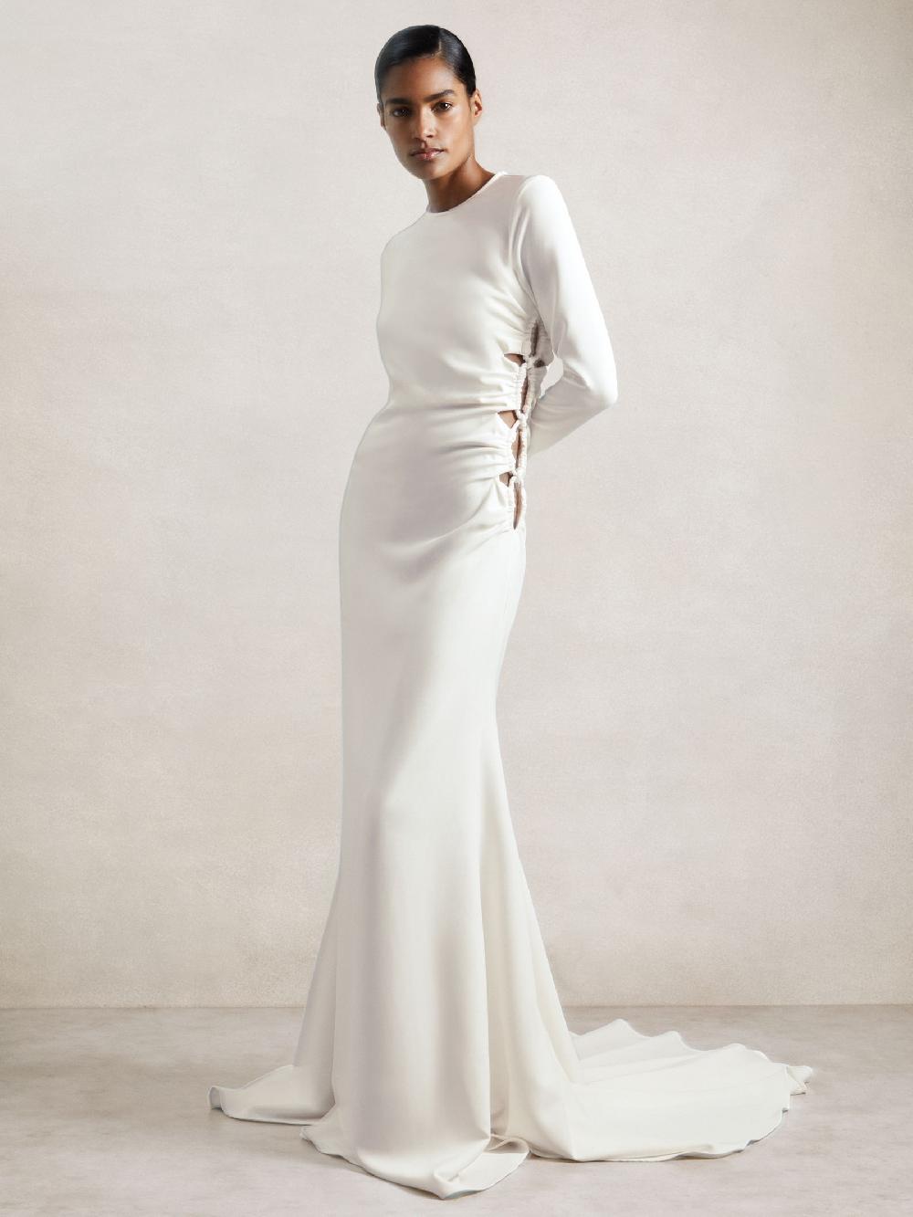 Reiss Atelier Cut-Out Rope-Detail Dress In White