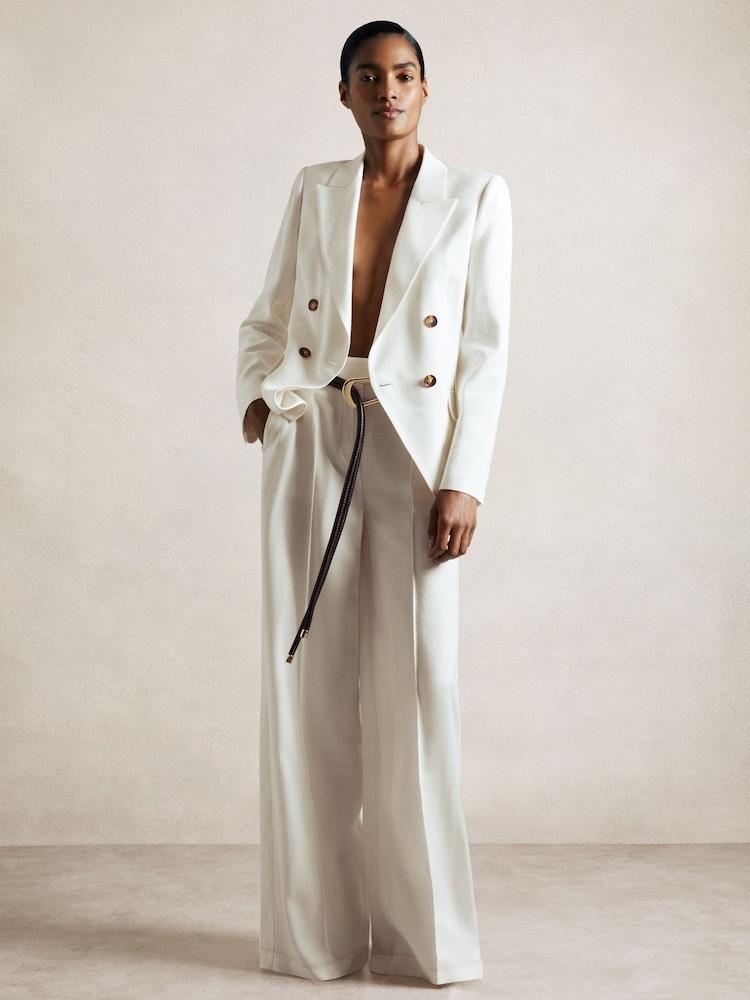 reiss Atelier Double-Breasted Suit Blazer in White
