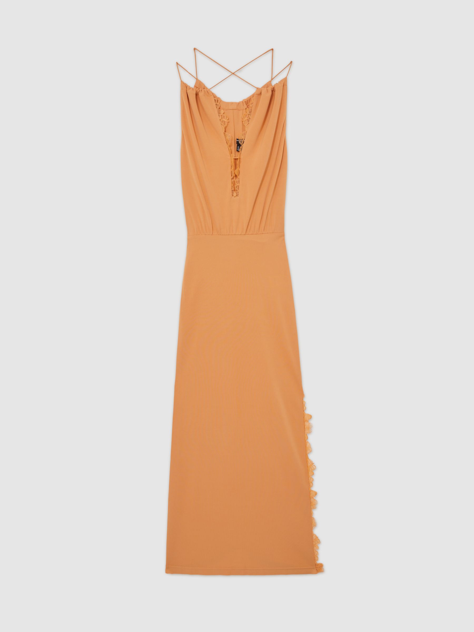 Reiss Atelier Drape Jersey Maxi Dress In Orange
