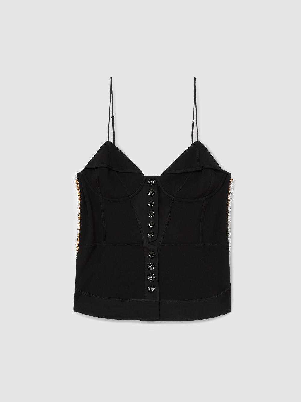 Reiss Atelier Embellished Corset Top In Black