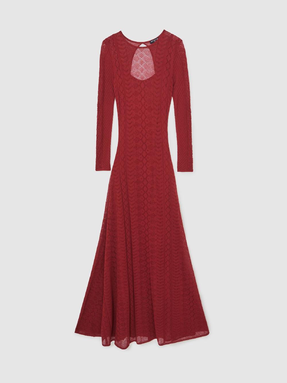 Reiss Atelier Pointelle-Knit Maxi Dress In Red