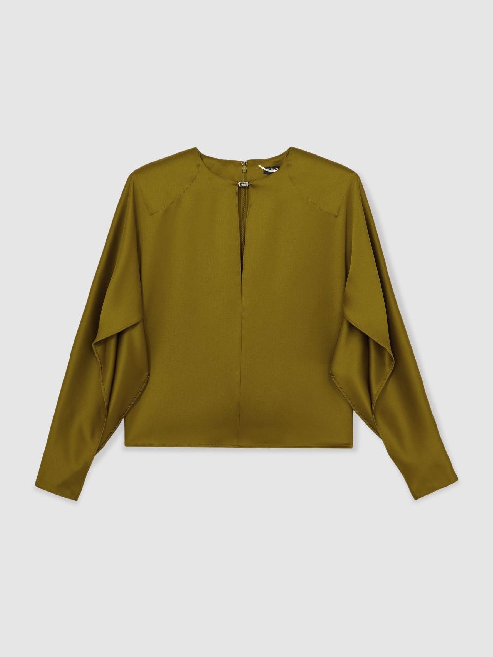 Reiss Atelier Satin Turn-Lock Top In Green