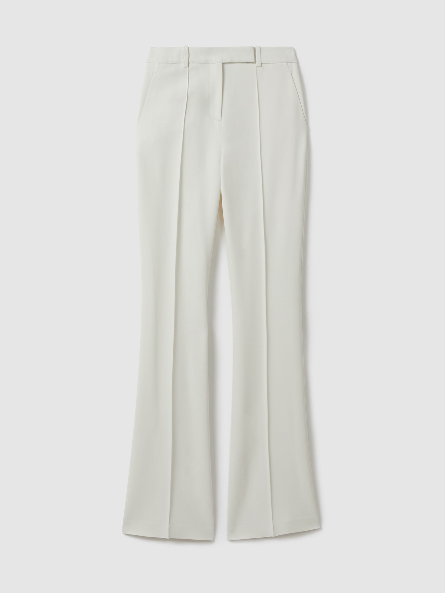 Reiss Atelier Slim Flared Suit Trousers In Ivory