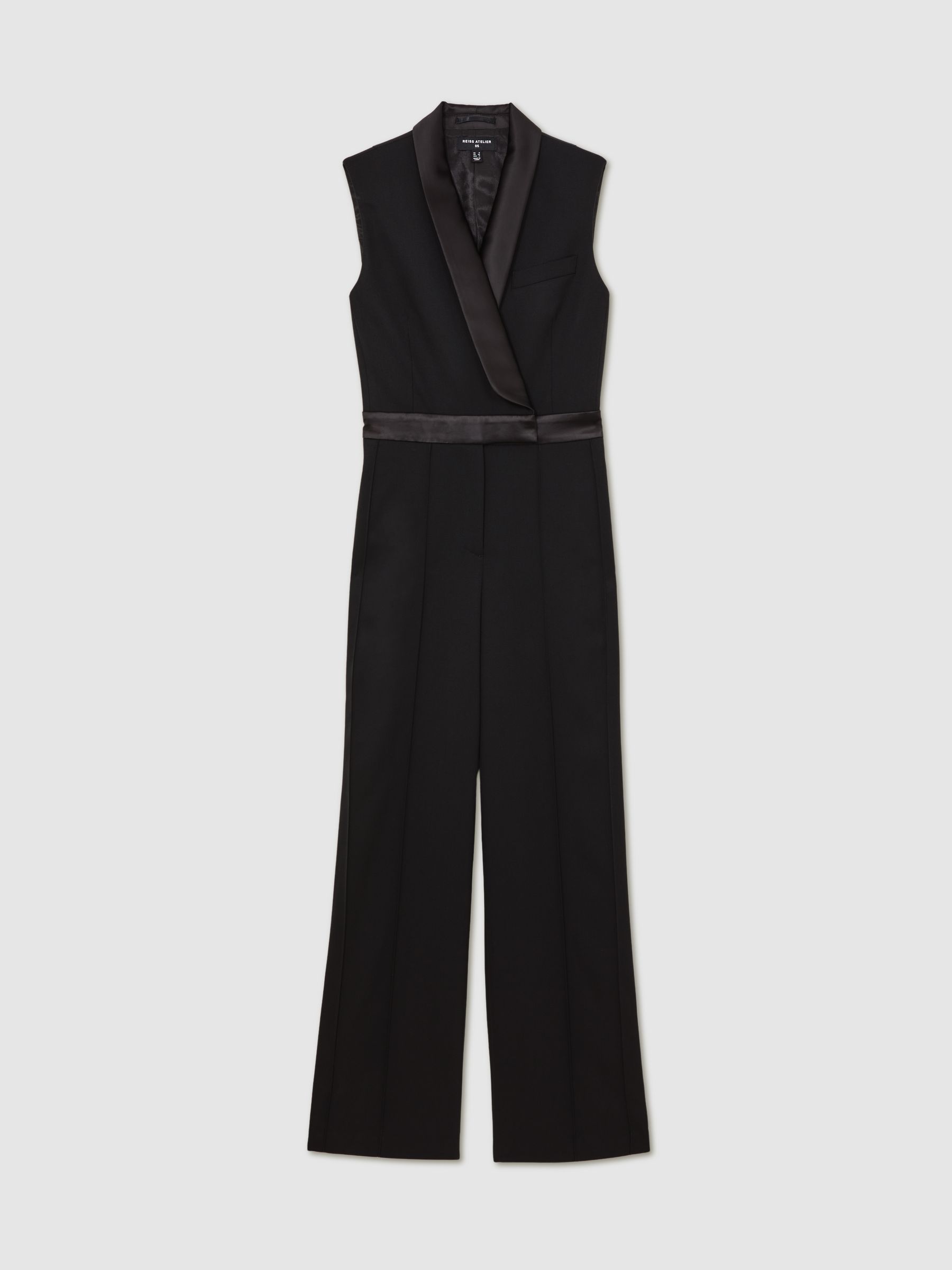 Reiss Atelier Wide-Leg Tuxedo Jumpsuit In Black