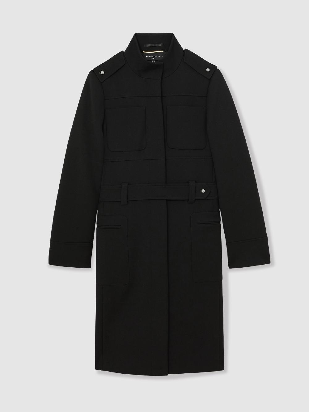 Reiss Atelier Wool Belted Long Coat In Black