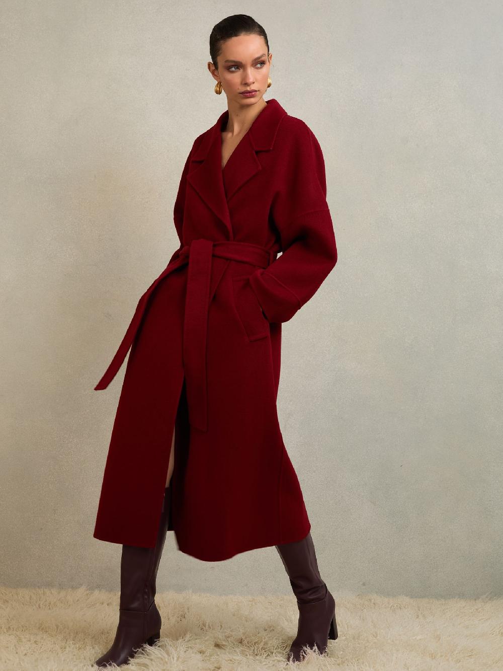 Reiss Atelier Wool Blindseam Belted Coat In Red