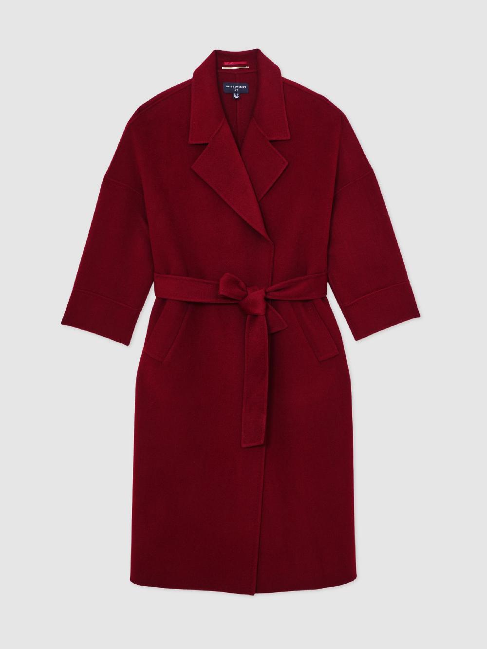 Reiss Atelier Wool Blindseam Belted Coat In Red