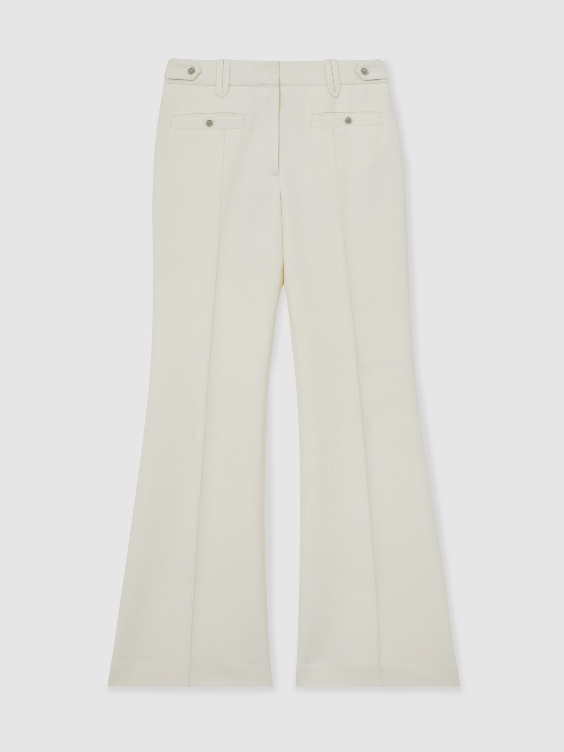 Reiss Atelier Wool Stud Flared Trousers In White