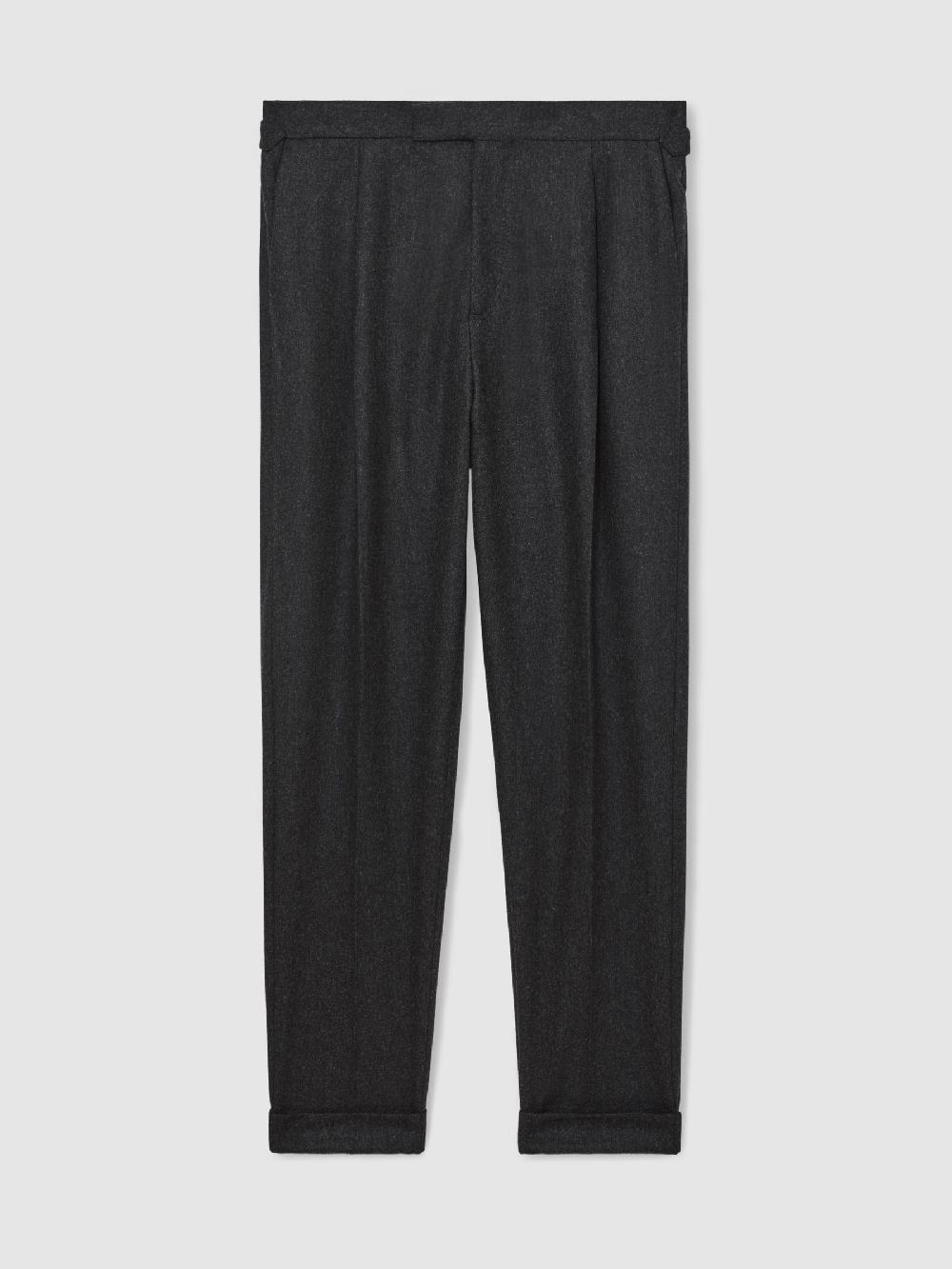 Reiss Atelier Wool Tapered Trousers In Charcoal