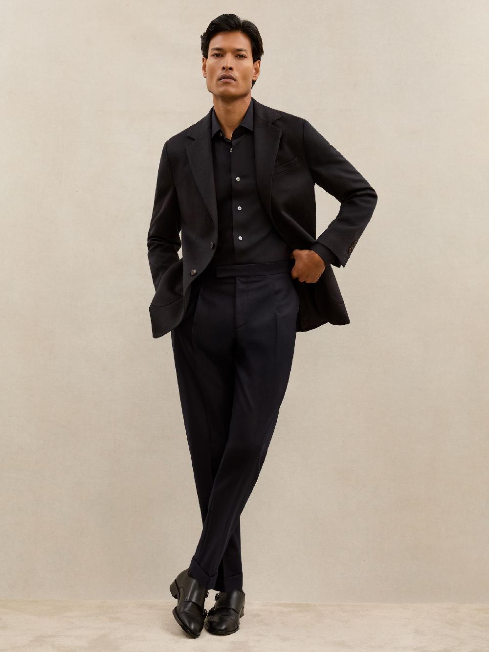 Reiss Atelier Wool Tapered Trousers In Navy