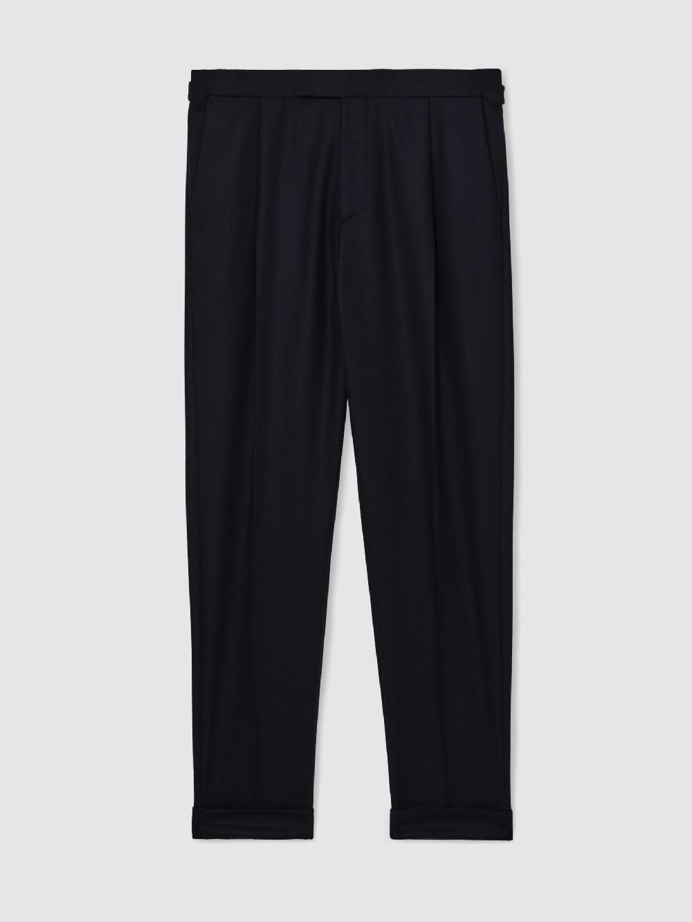 Reiss Atelier Wool Tapered Trousers In Navy
