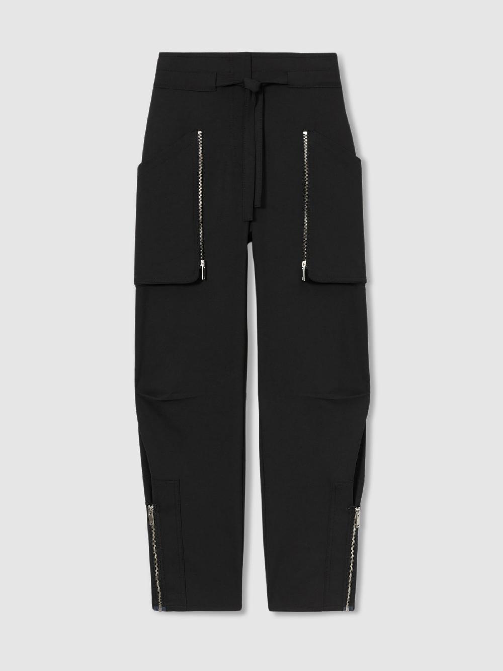 Reiss Atelier Zipped Crepe Trousers In Black