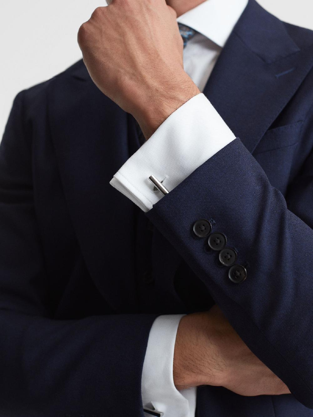 Reiss Bar Cufflinks In Silver