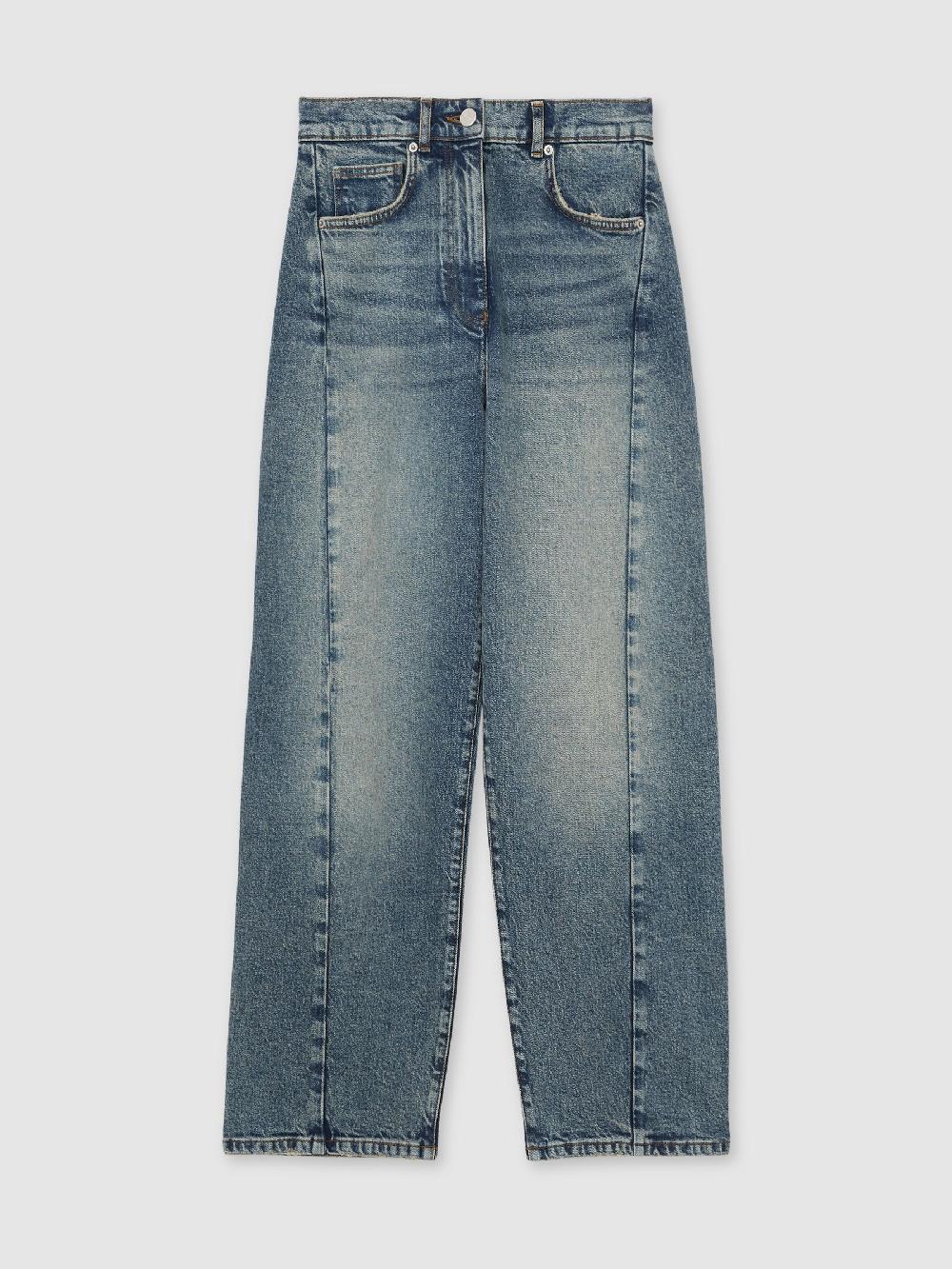 Reiss Barrel-Leg Seam Jeans In Mid Blue