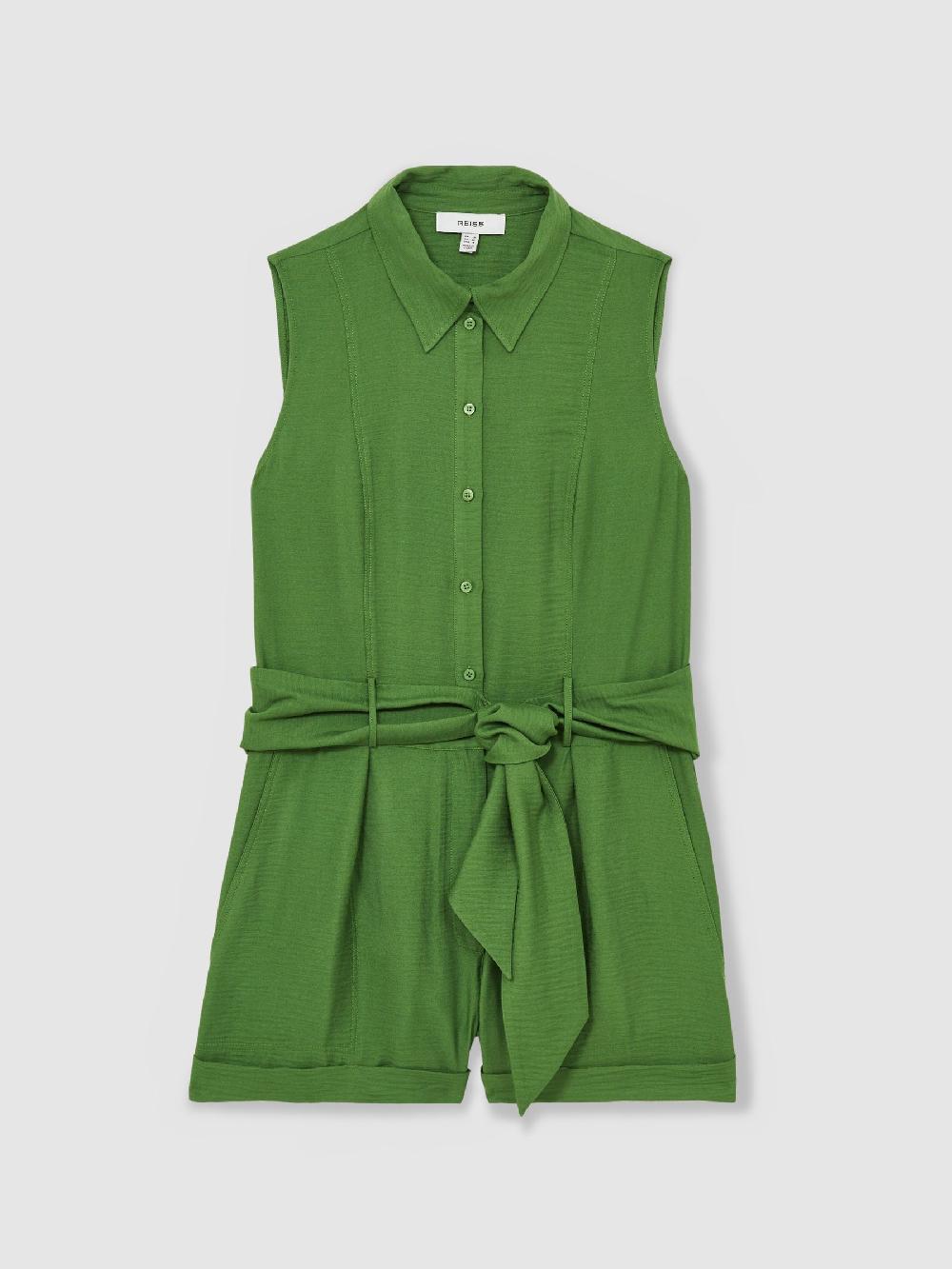 Reiss Belted Beach Cover-Up Playsuit In Green