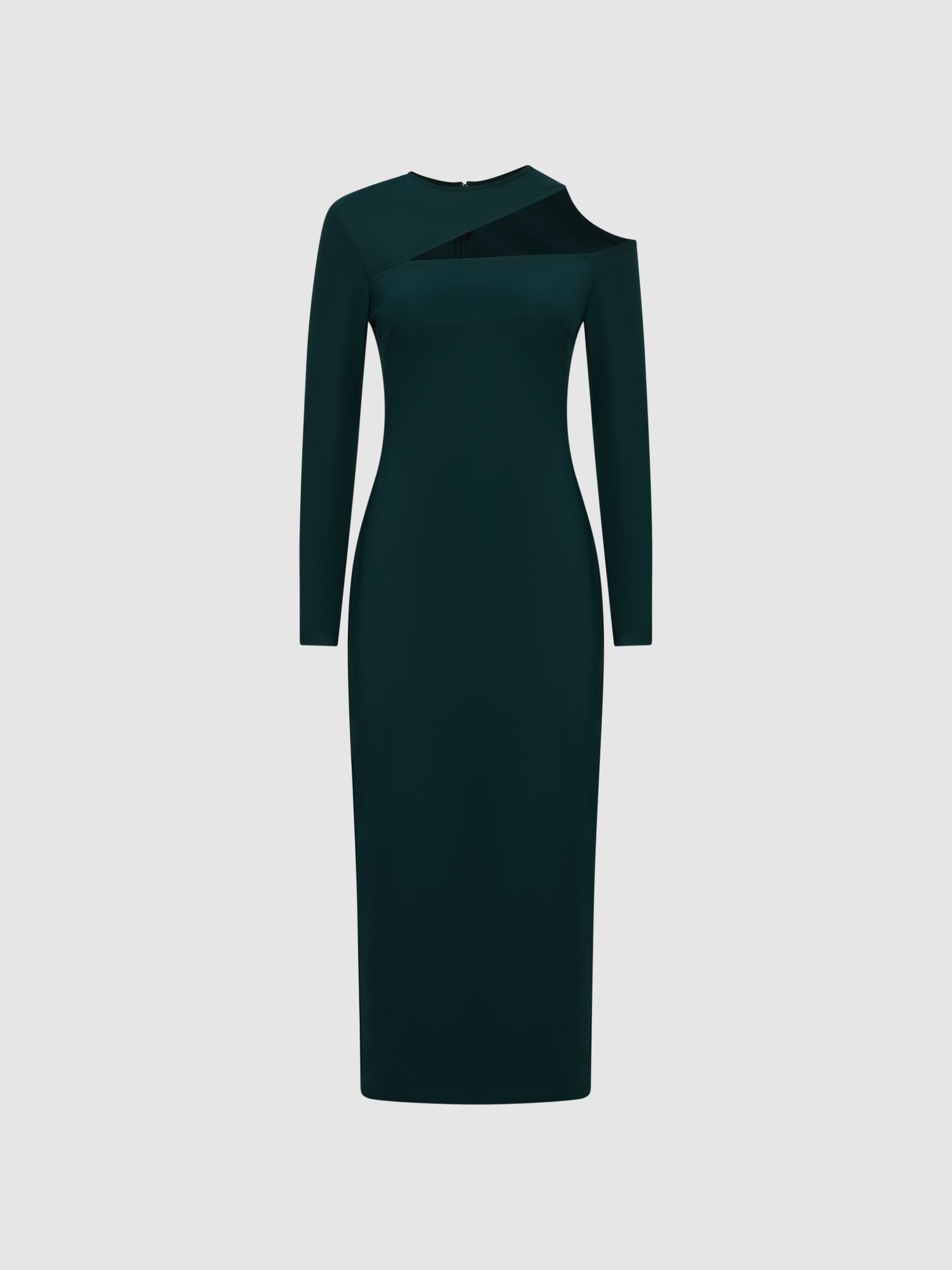 Reiss Bodycon Off-The-Shoulder Midi Dress In Teal