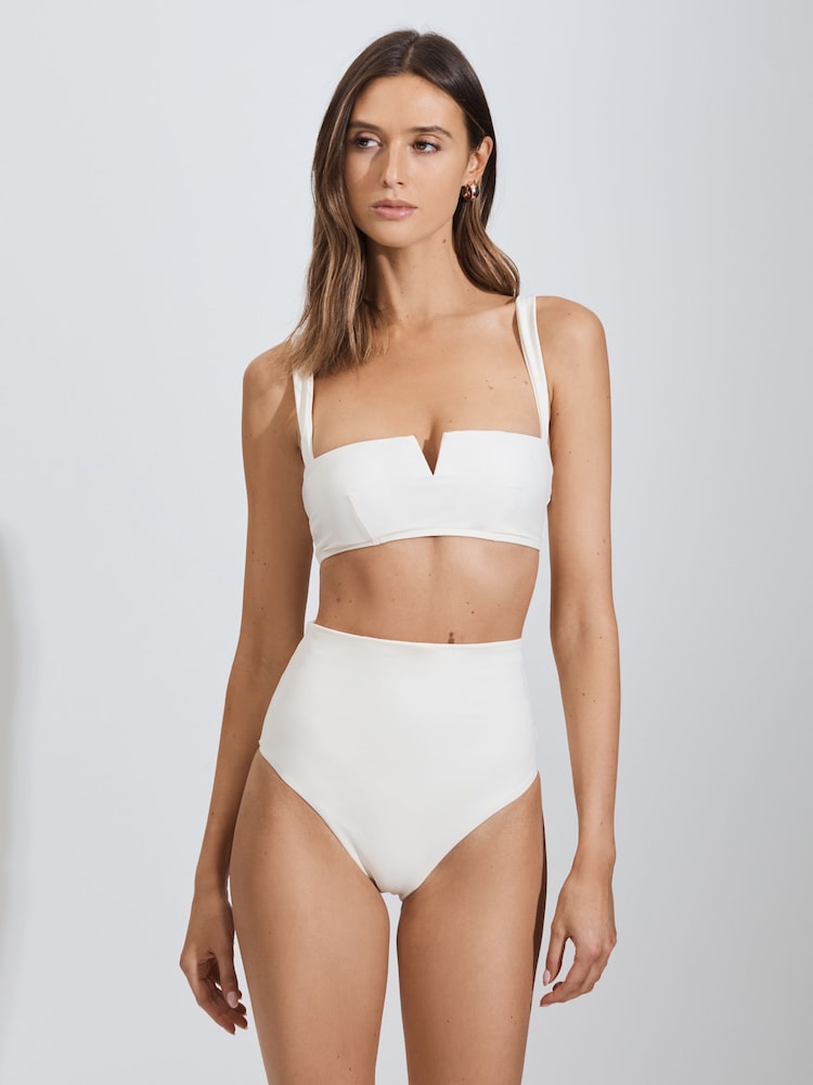 reiss Bondi Born Notch Bikini Top in Pearl