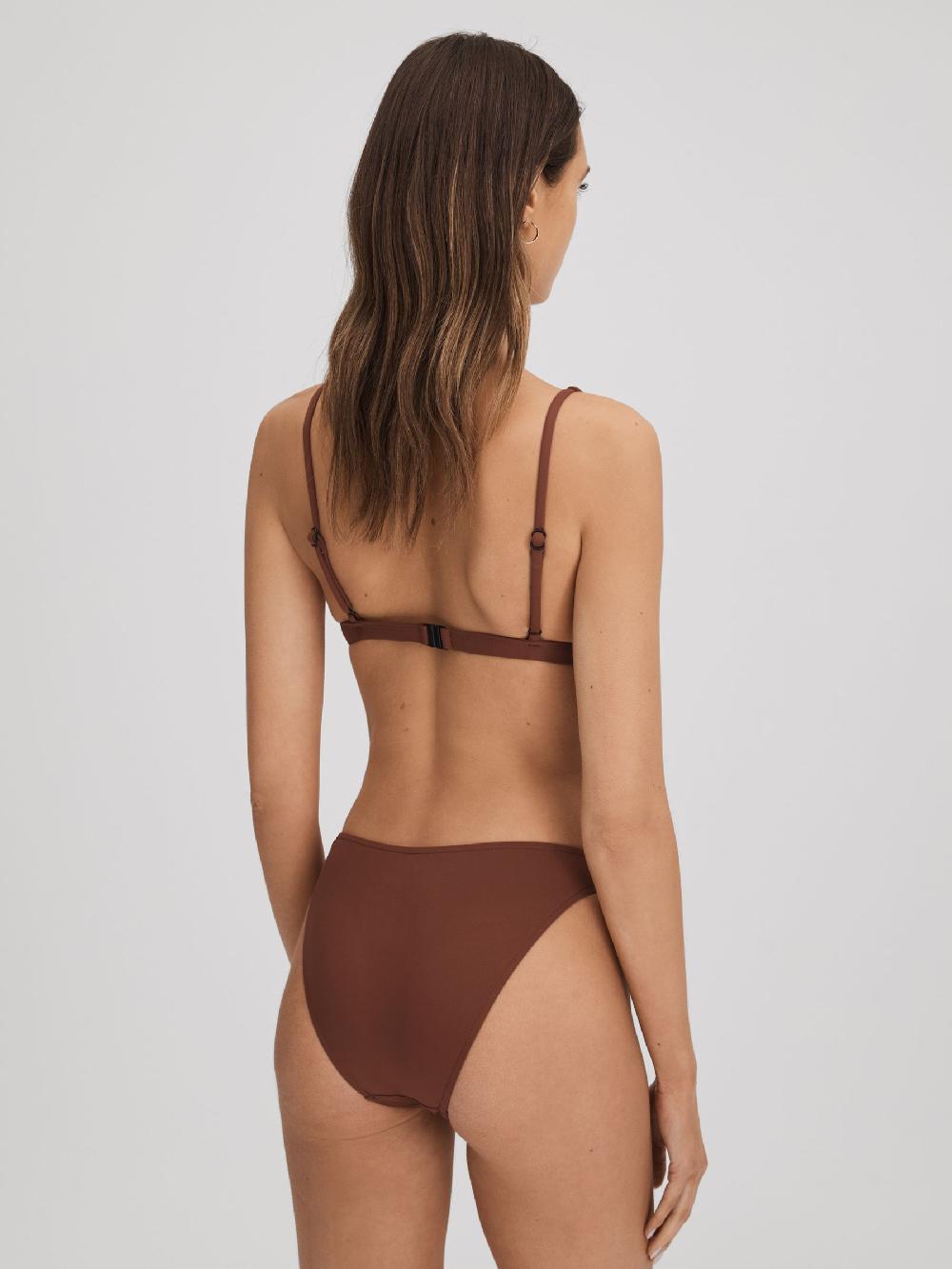 Reiss Bondi Born Plunge Neck Bikini Top In Copper