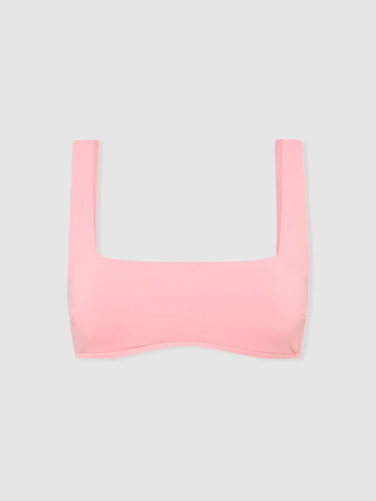 reiss Bondi Born Square Neck Bikini Top in Pink
