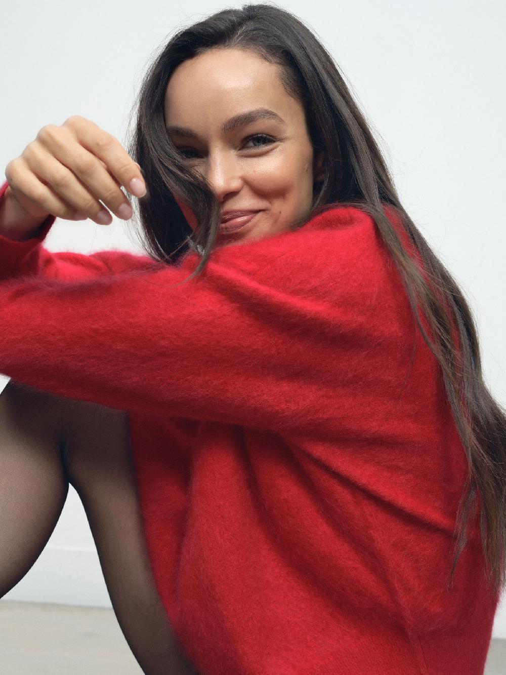 Reiss Brushed Cashmere Crew Neck Jumper In Red