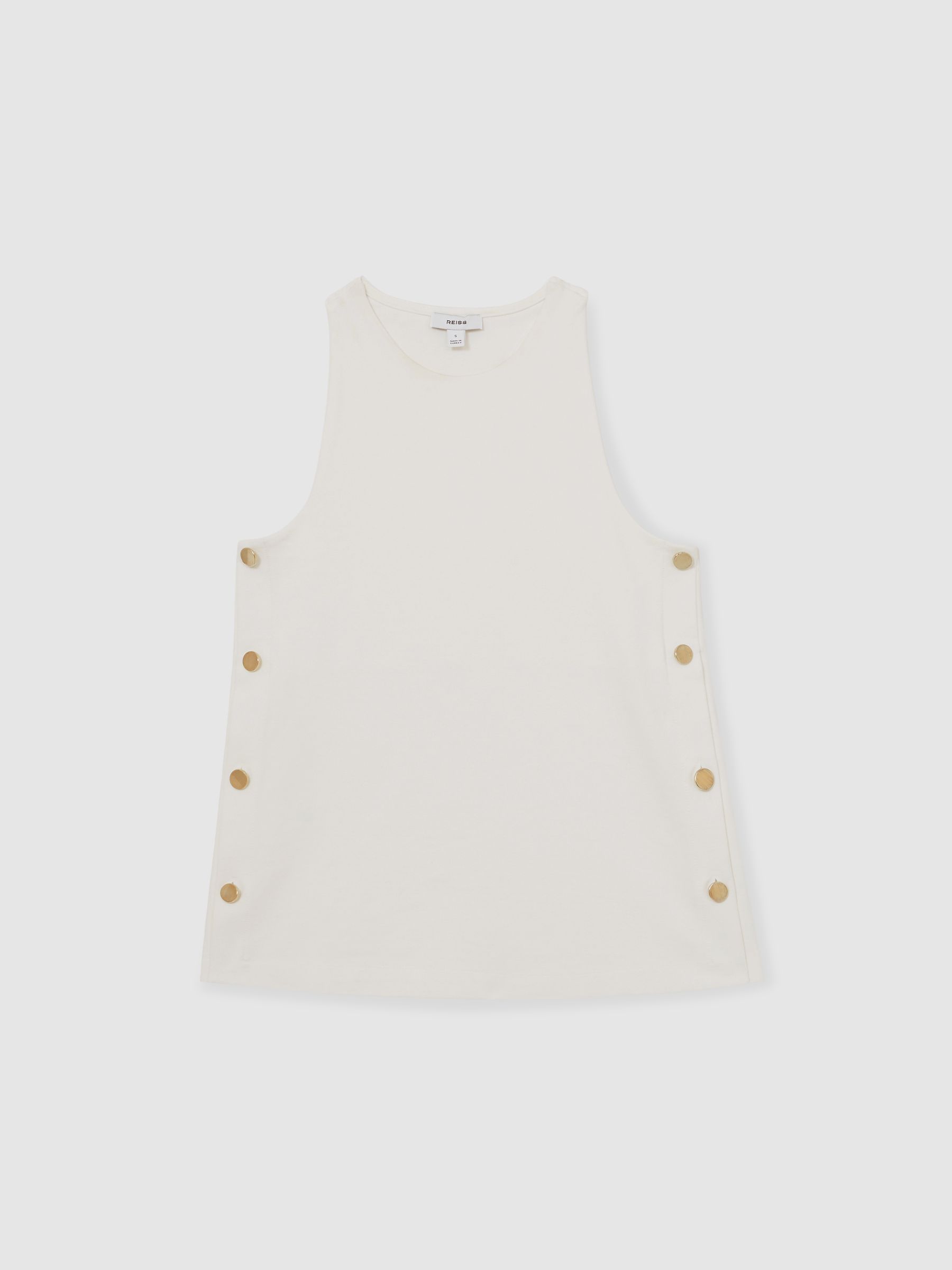 Reiss Button Side Sleeveless Top In Ivory