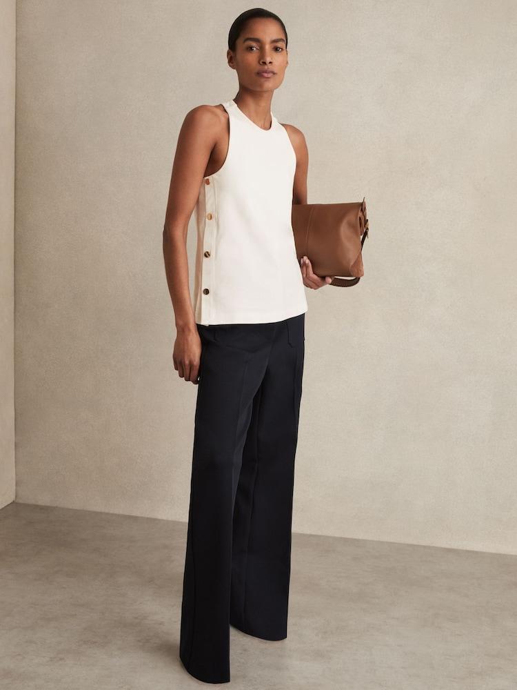 reiss Button Side Sleeveless Top in Ivory