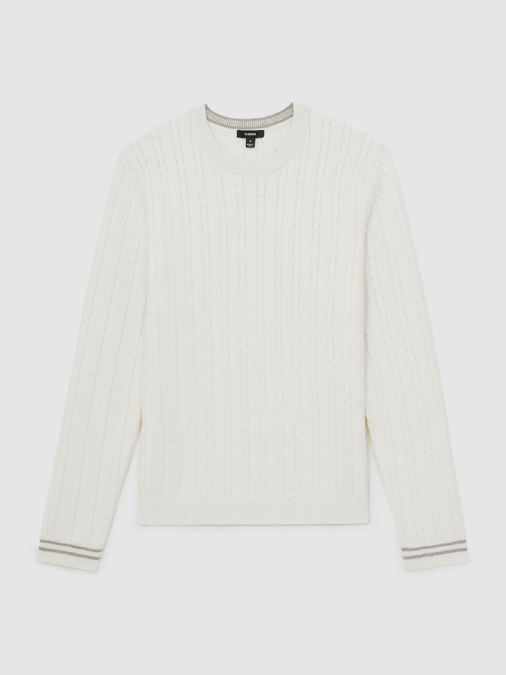 Reiss Cable-Knit Jumper With Wool In White
