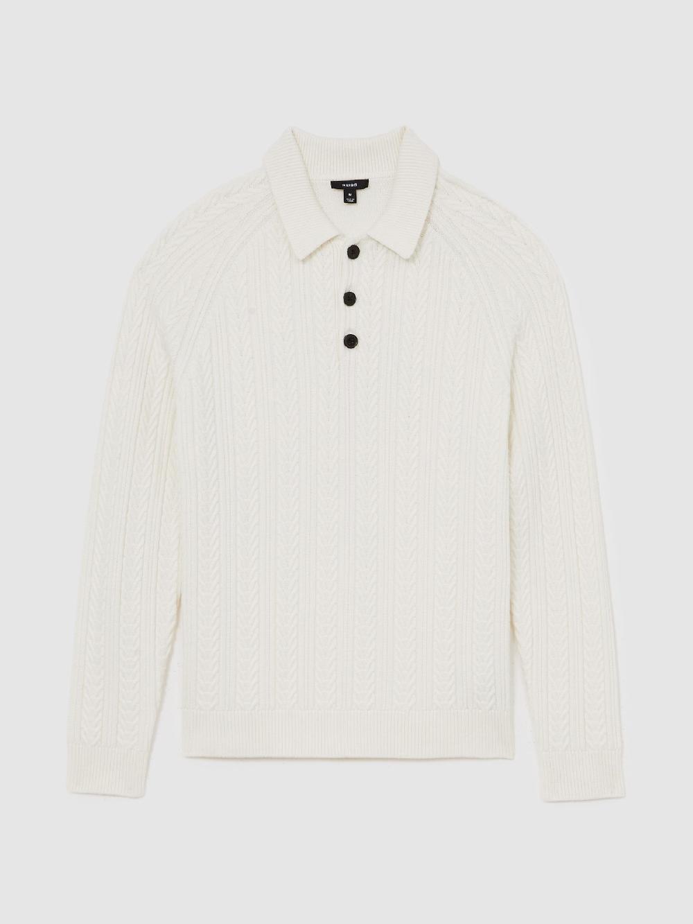 Reiss Cable-Knit Jumper With Wool In Winter White