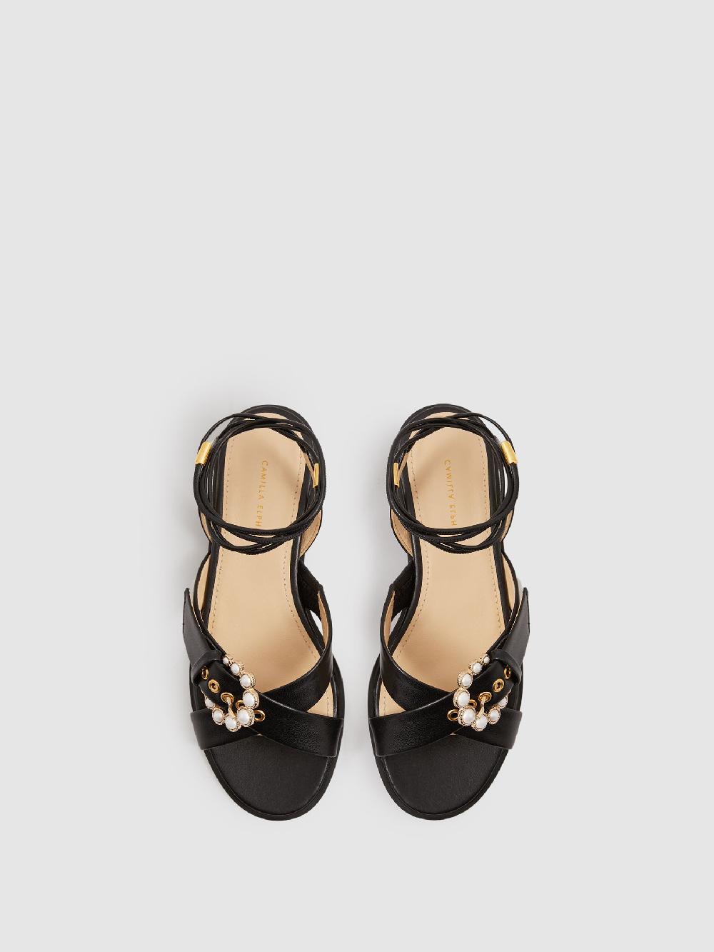 Reiss Camilla Elphick Leather Sandals In Black