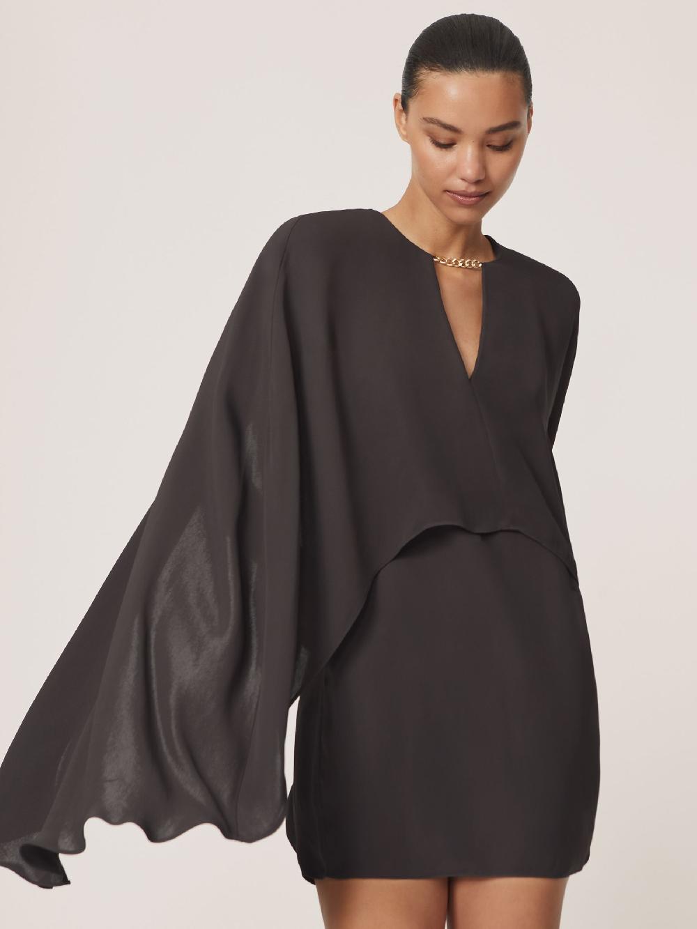 Reiss Chain-Detail Cape Mini Dress In Grape