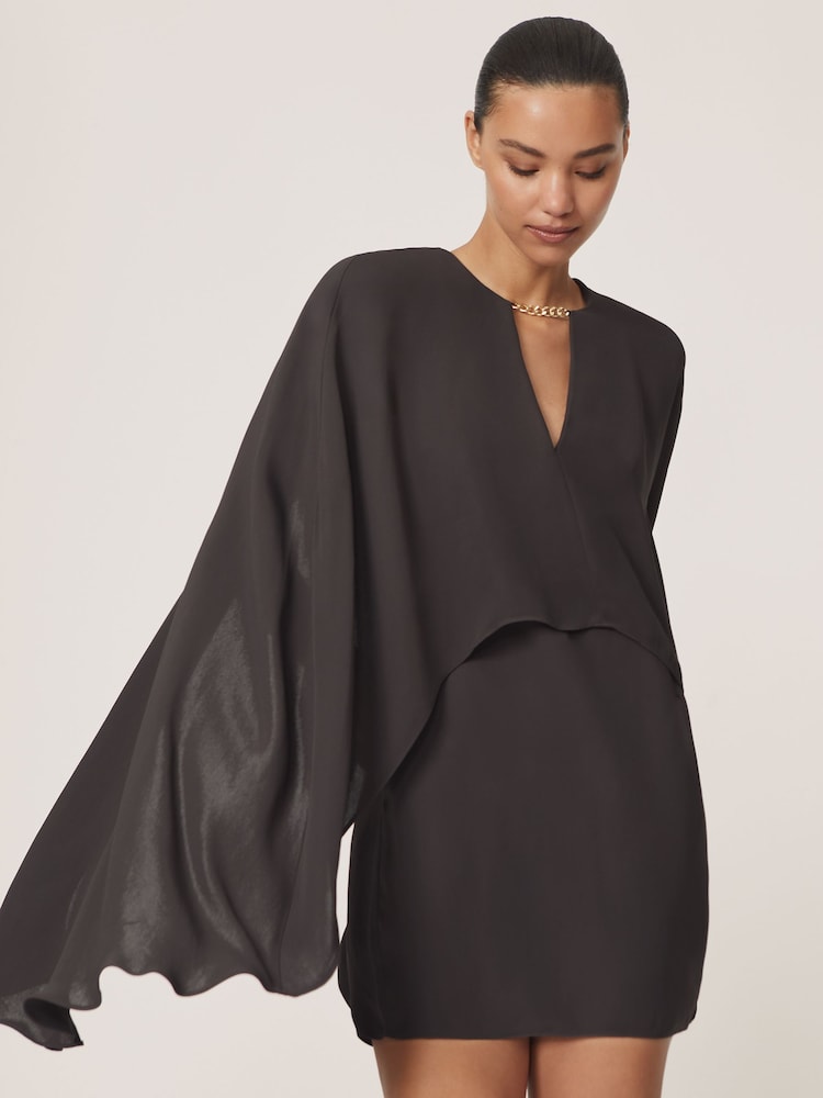 reiss Chain-Detail Cape Mini Dress in Grape