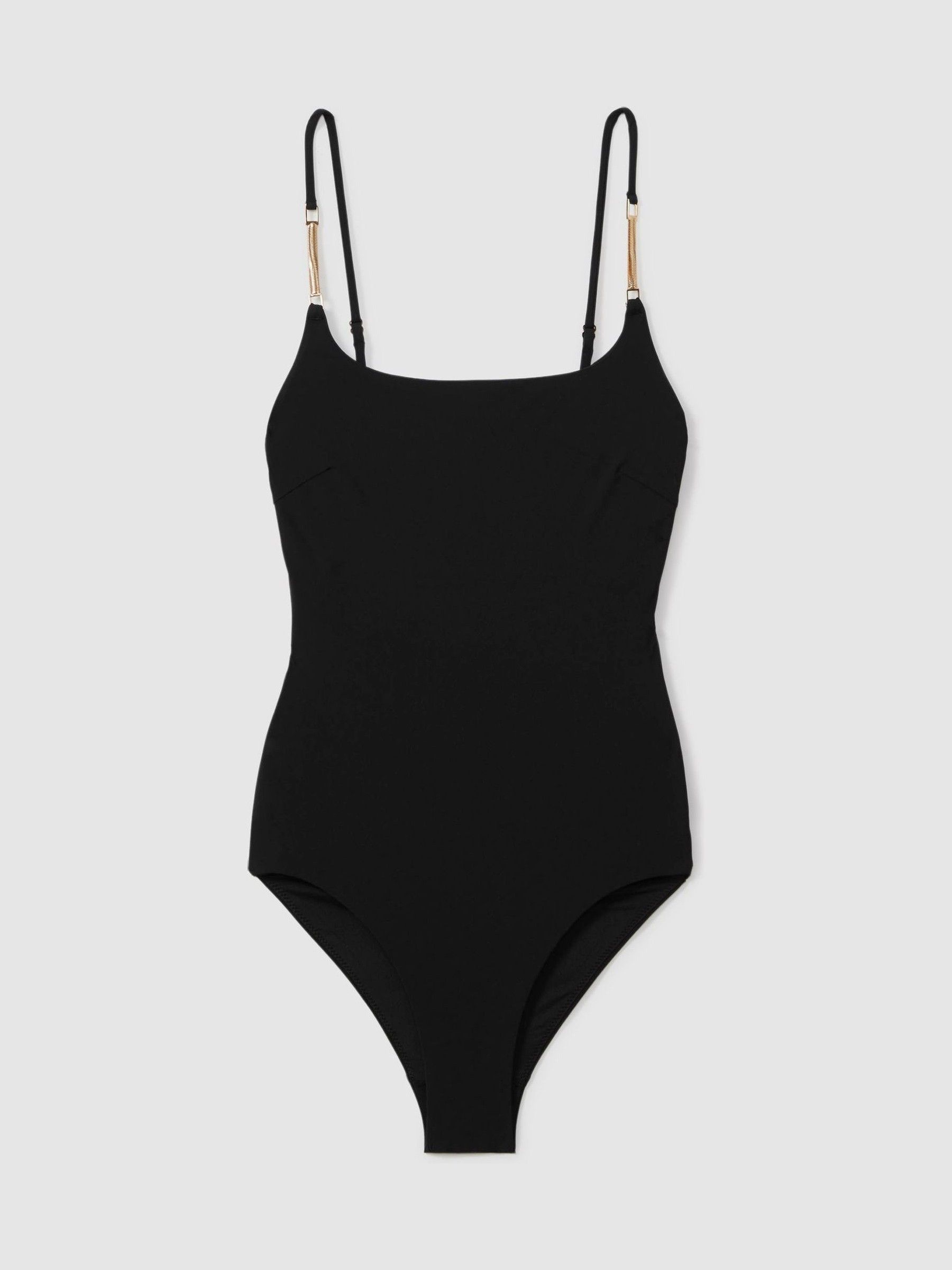 Reiss Chain Detail Underwired Swimsuit In Black
