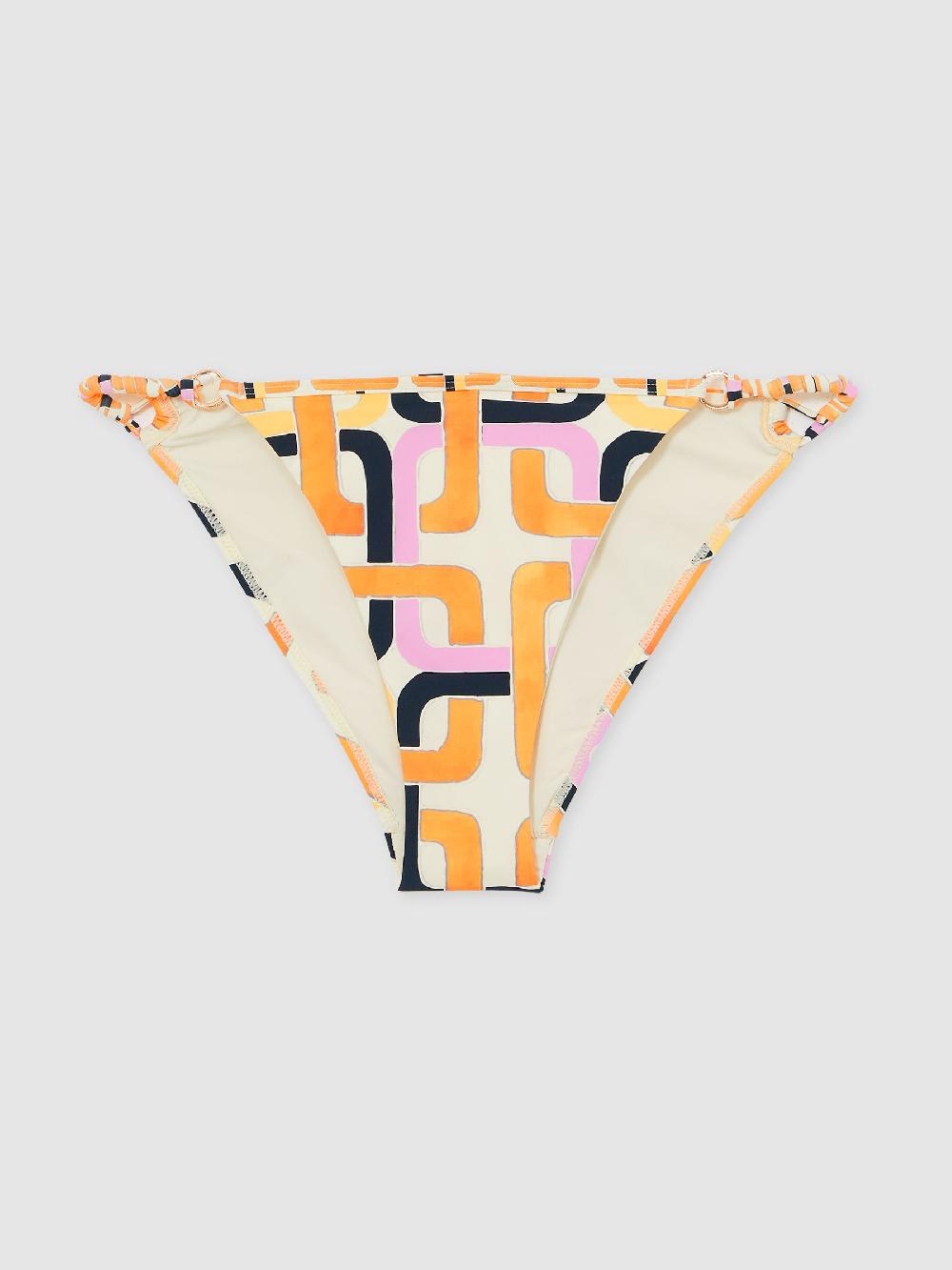 Reiss Chain-Print Bikini Bottoms In Orange